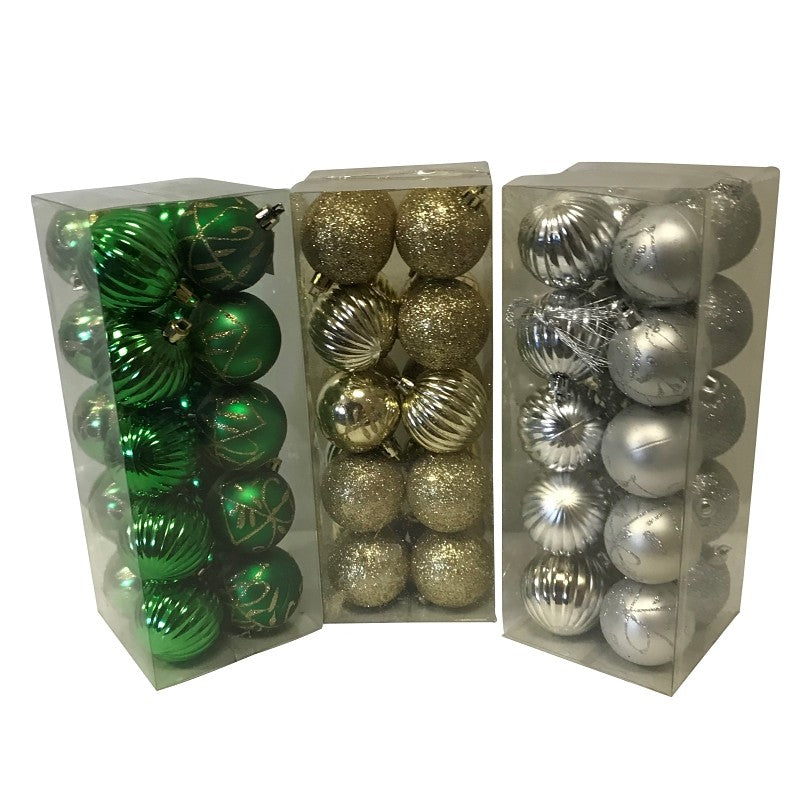 Hometown Holidays 99913 Decorated Ball Ornament, 50 mm H, PVC, Blue/Gold/Green/Purple/Red/Silver (Pack of 48)