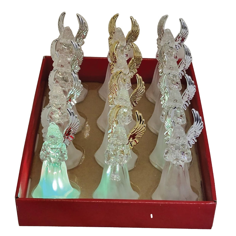 Santas Forest 22416 Angel Decor, 6-3/4 in H, Christmas, Resin, Colorful, LED Bulb (Pack of 12)