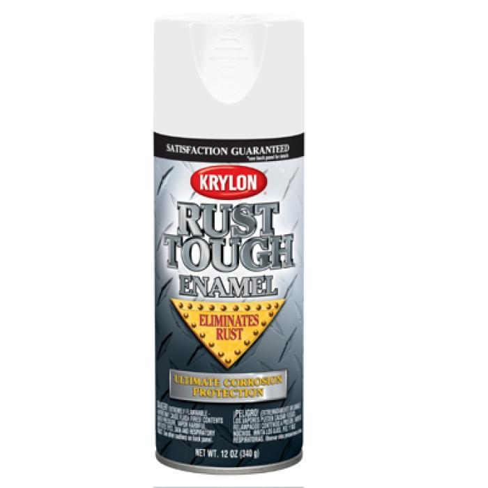 Krylon Rust Tough K09200007 Rust Preventative Spray Paint, Gloss, White, 12 oz, Can