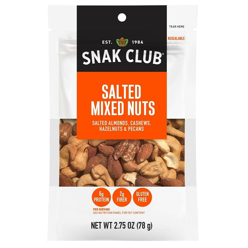 Snak Club CSU29174 Mixed Nuts, Salted Flavor, 2.75 oz (Pack of 6)