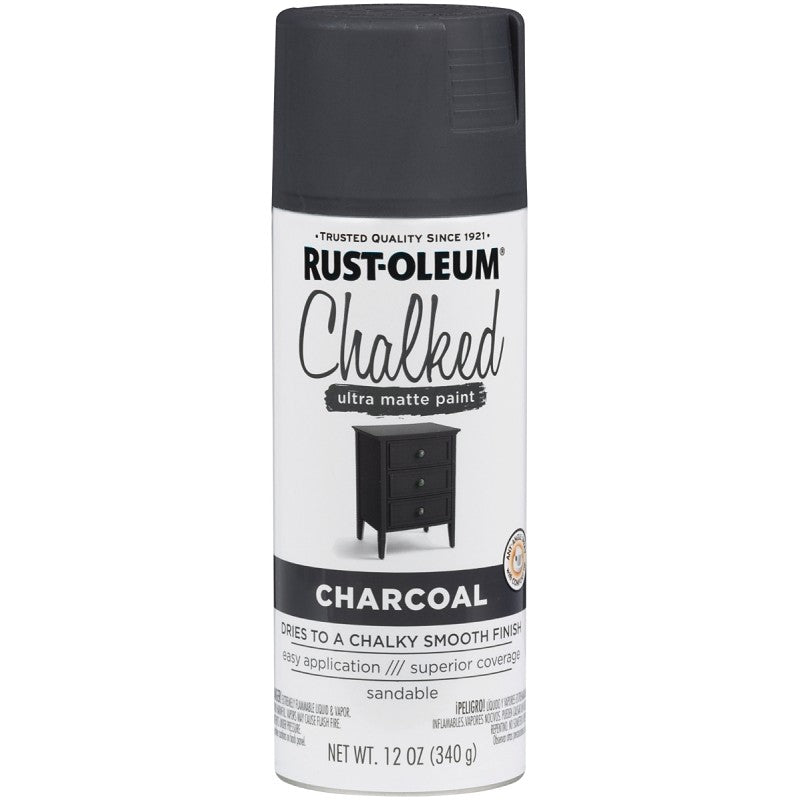 Rust-Oleum 302590 Chalk Spray Paint, Ultra Matte, Charcoal, 12 oz, Can