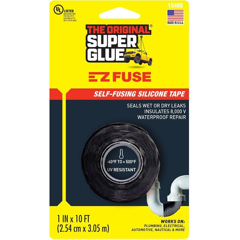 The Original Super Glue 11710161 E-Z Fuse Tape, 10 ft L, 1 in W, Black