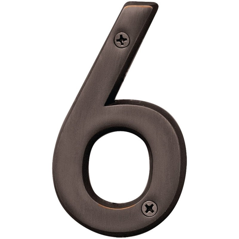 Hy-Ko Prestige Series BR-42OWB/6 House Number, Character: 6, 4 in H Character, Bronze Character, Brass (Pack of 3)