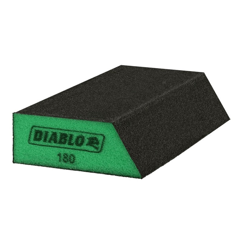 Diablo DFBLANGSFN01G Sanding Sponge, Black/Green, 5 in L, 3 in W, Ultra Fine, Aluminum Oxide Abrasive, 1/PK