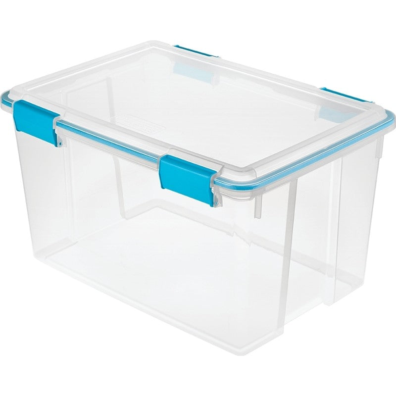 Sterilite 19344304 Gasket Box, Plastic, Blue Aquarium/Clear, 22-1/2 in L, 16 in W, 12-3/4 in H (Pack of 4)