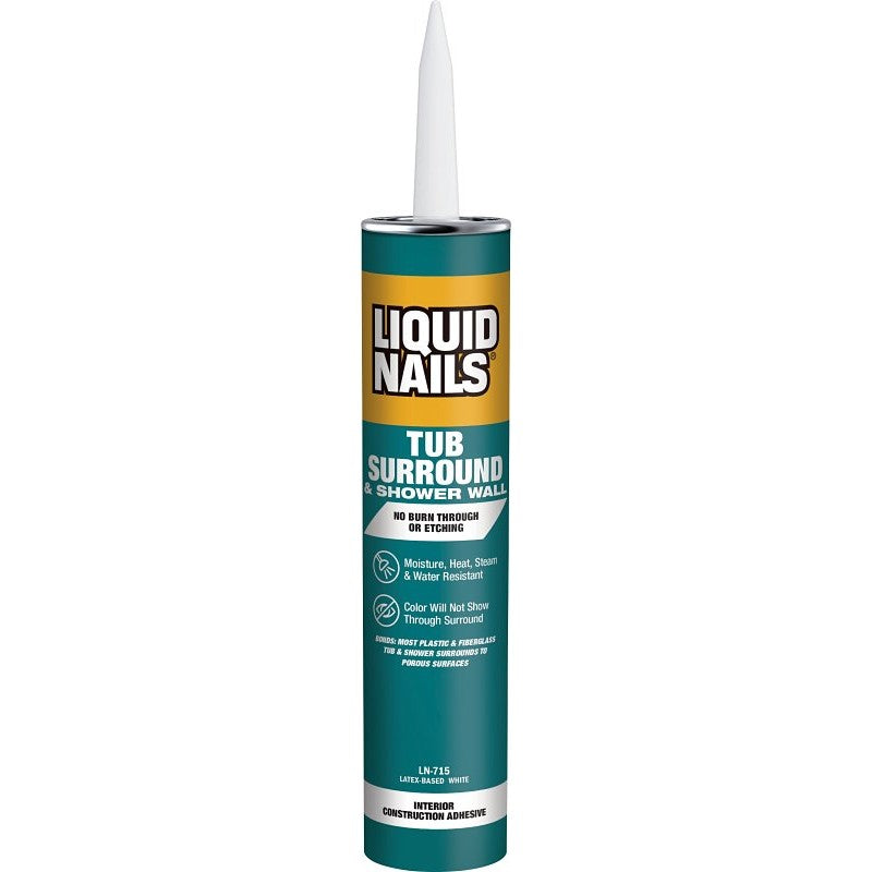 Liquid Nails LN-715 Tub Surround and Shower Adhesive, White, 10 oz Cartridge (Pack of 24)