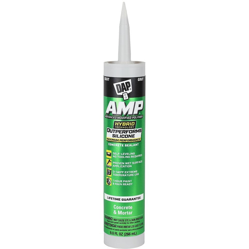 DAP AMP 7079800764 Self-Leveling Sealant Caulk, Gray, Paste, 9 oz Cartridge