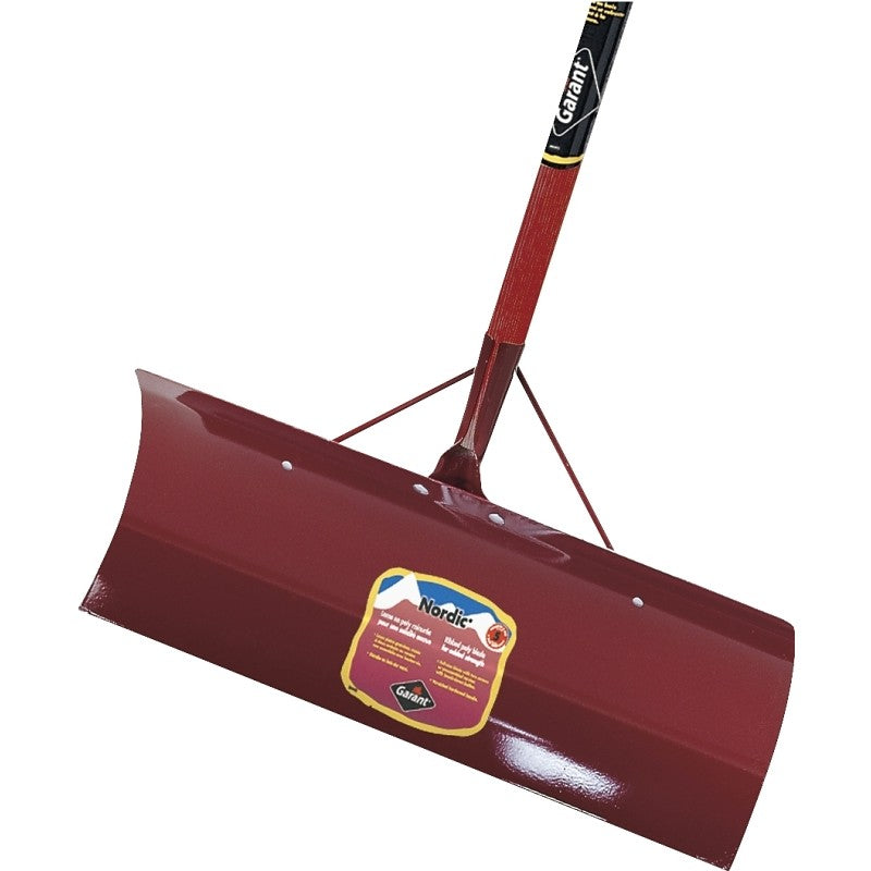 Garant NSP24DU Snow Pusher, 24 in W Blade, Steel Blade, Hardwood Handle, D-Shaped Handle