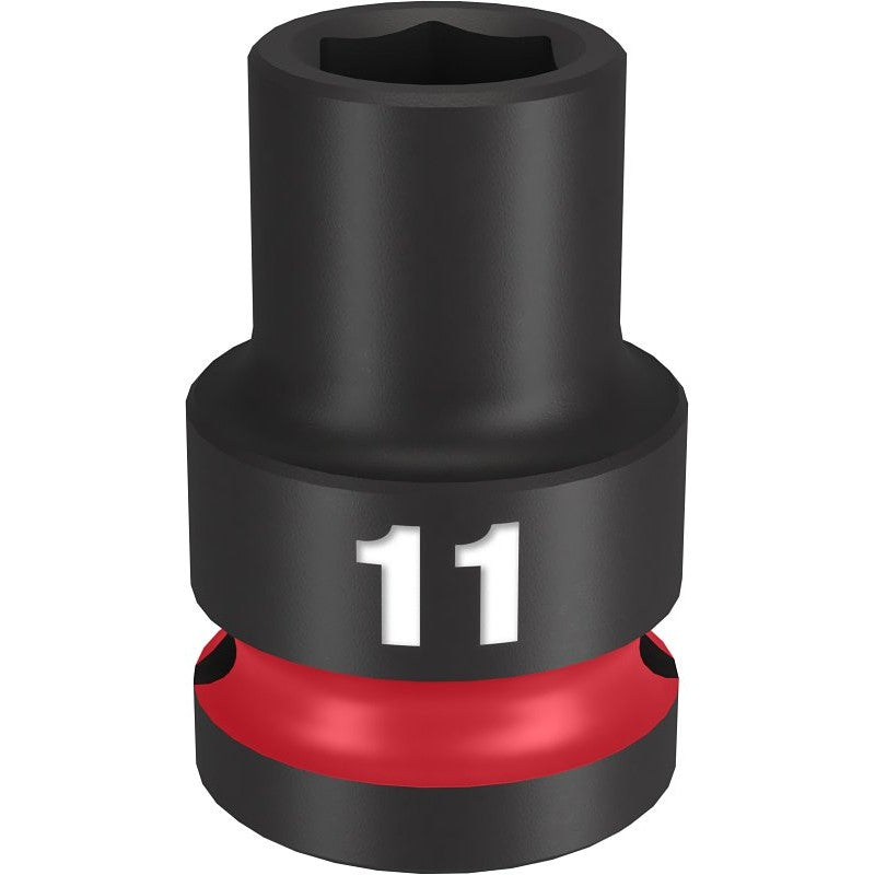 Milwaukee SHOCKWAVE Impact Duty Series 49-66-6243 Shallow Impact Socket, 11 mm Socket, 1/2 in Drive, Square Drive