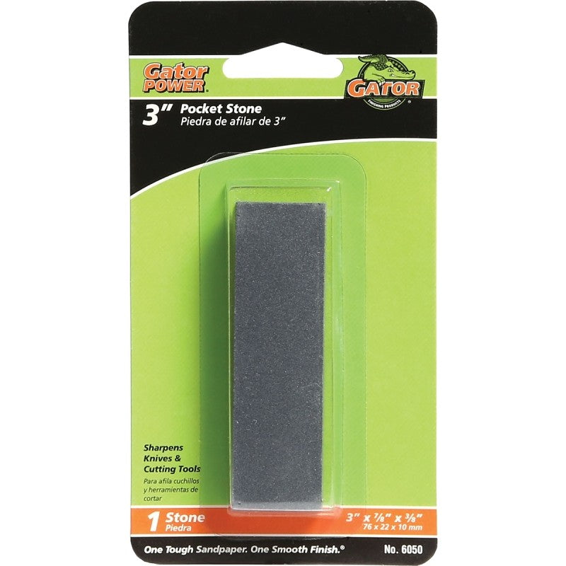 Gator 6050 Pocket Sharpening Stone, 3 in L, 7/8 in W, 3/8 in Thick, Coarse/Medium, Silicone Carbide Abrasive