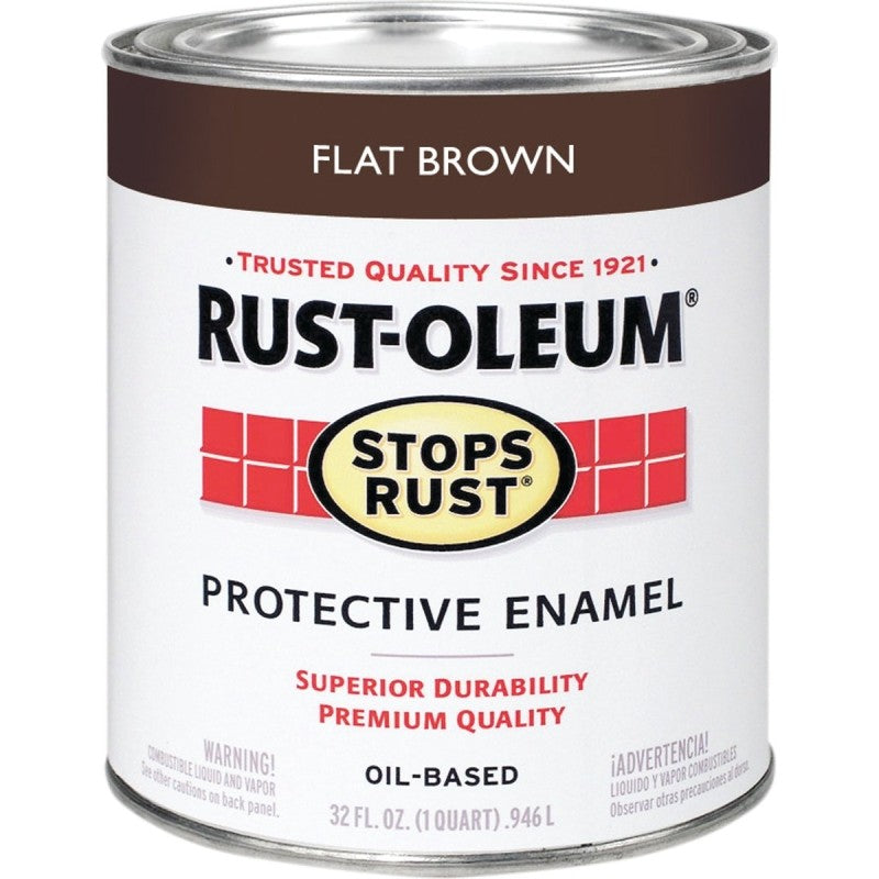 RUST-OLEUM STOPS RUST 239083 Protective Enamel, Flat, Brown, 1 qt Can (Pack of 2)