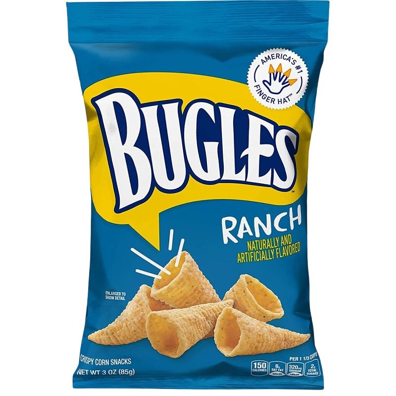 Bugles 14842000 Crispy Corn Snack, Classic Ranch Flavor, 3 oz Bag (Pack of 6)