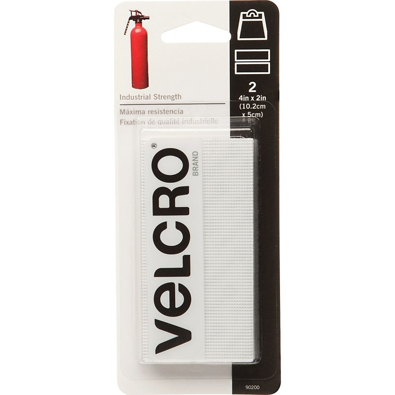 VELCRO Brand 90200 Fastener, 2 in W, 4 in L, Nylon, White, Rubber Adhesive