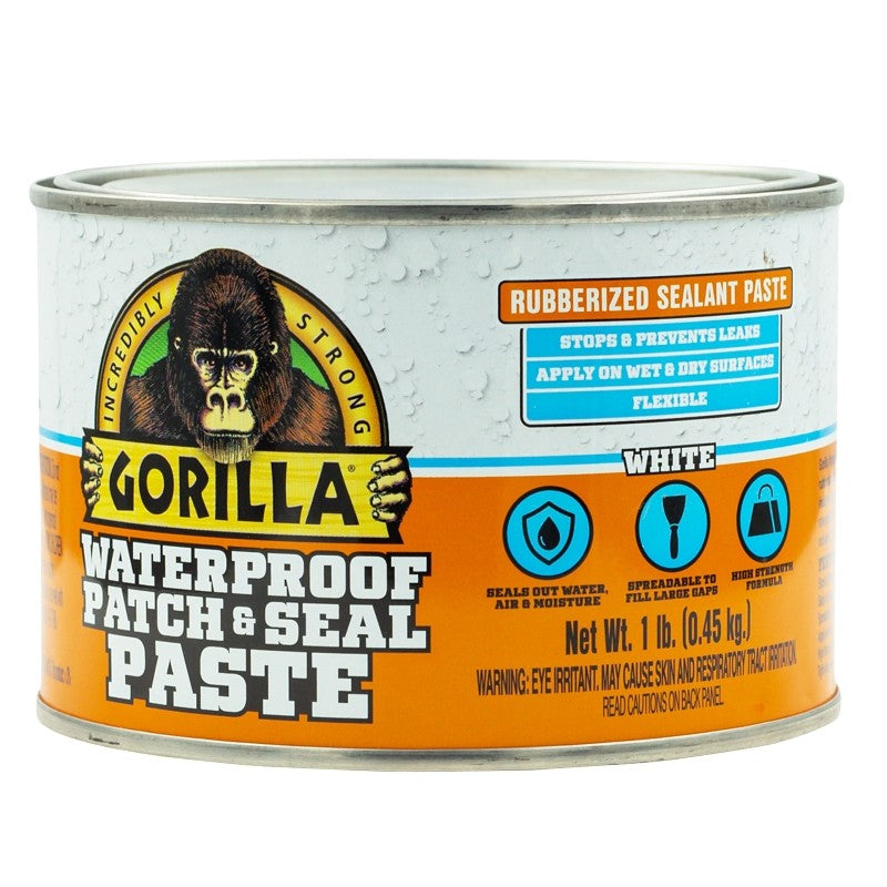 Gorilla 109406 Patch and Seal Rubberized Sealant, Paste, White, 1 lb