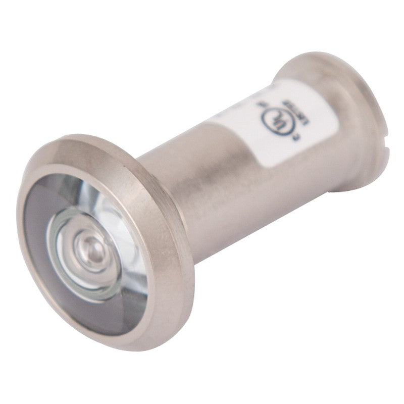 ProSource LR-002SN-PS Door Viewer, 200 deg Viewing, 1-3/8 to 1-3/4 in Thick Door, Solid Brass, Satin Nickel