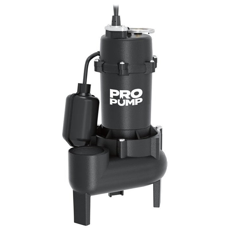 PROPUMP SW05001T Sewage Pump, 1-Phase, 7.4 A, 115 V, 1/2 hp, 2 in Outlet, 18 ft Max Head, 6500 gph, Cast Iron