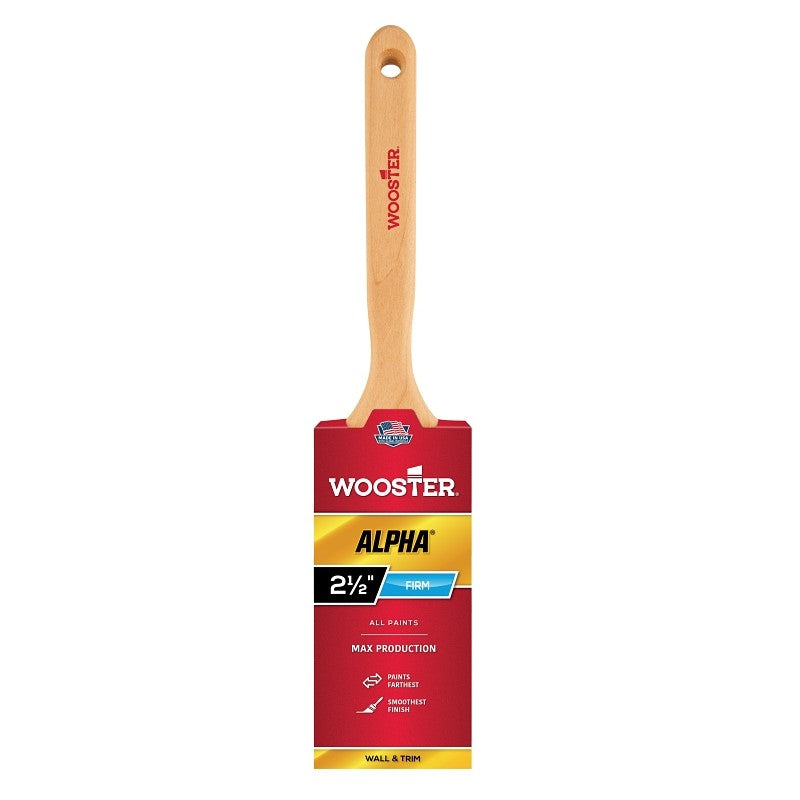 Wooster 4232-2 1/2 Paint Brush, Maple Wood Handle, 2-1/2 in W, 2-15/16 in L Bristle, Synthetic Bristle, Flat Sash Handle