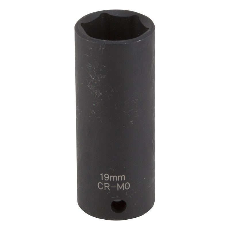 Vulcan MT6580149 Deep Impact Socket, 19 mm Socket, 3/8 in Drive, Deep Drive, 6-Point, Chrome Molybdenum Steel