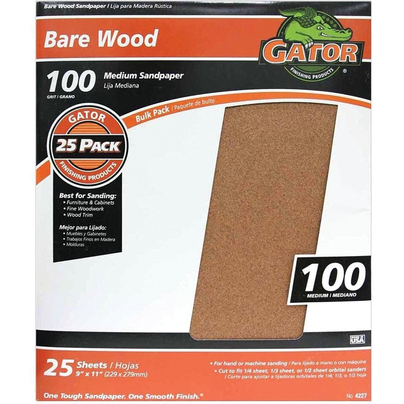 Gator 3276 Sanding Sheet, 11 in L, 9 in W, 100 Grit, Garnet Abrasive