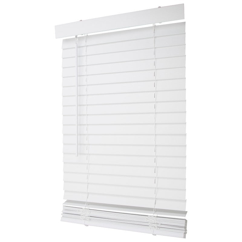 Simple Spaces FWMB-25 Blind, 72 in L, 23 in W, Faux Wood, White (Pack of 2)