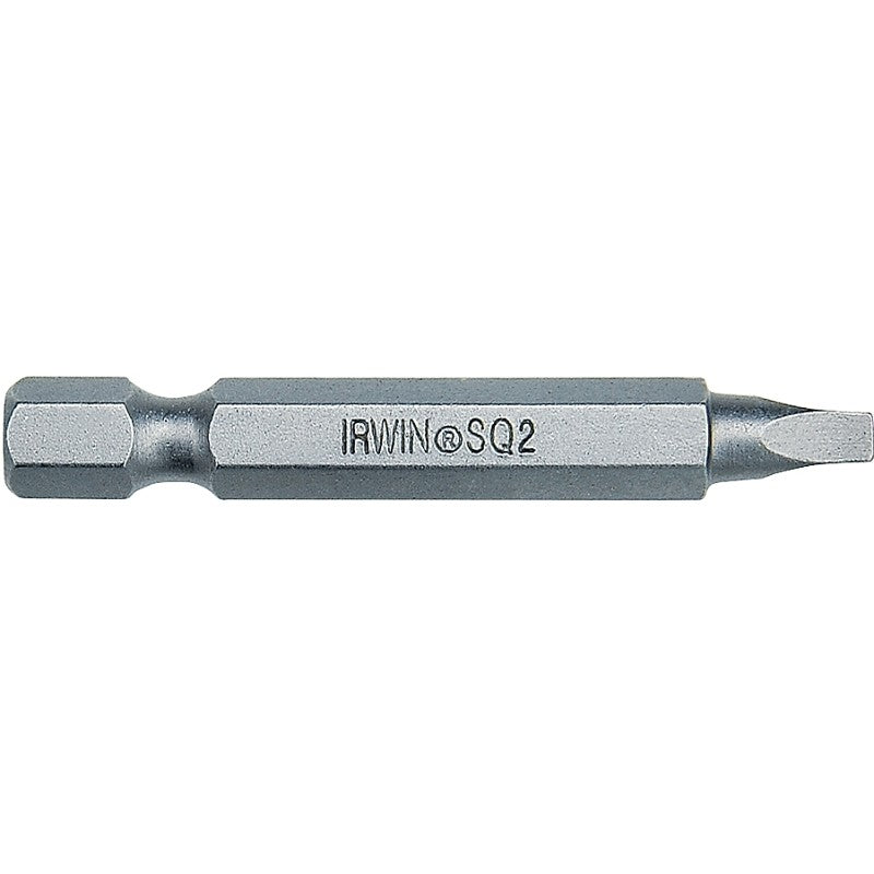 Irwin 93231 Power Bit, #2 Drive, Square Recess Drive, 1/4 in Shank, Hex Shank, 3-1/2 in L, S2 Steel, 10/PK