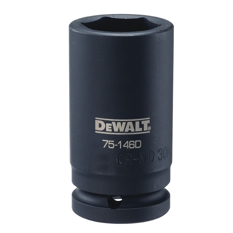 DEWALT DWMT75146OSP Impact Socket, 30 mm Socket, 3/4 in D Socket, 3-11/32 in OAL, 3/4 in Drive, 6-Point, CR-440 Steel