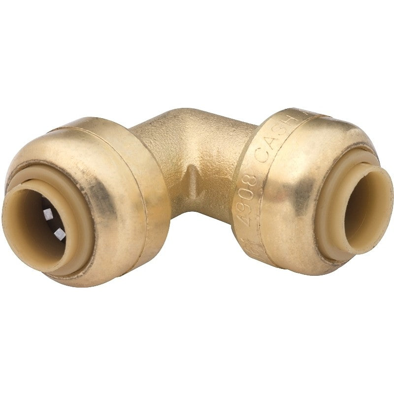 SharkBite U244LFA Tube Elbow, 1/4 in, 90 deg Angle, Brass, 200 psi Pressure