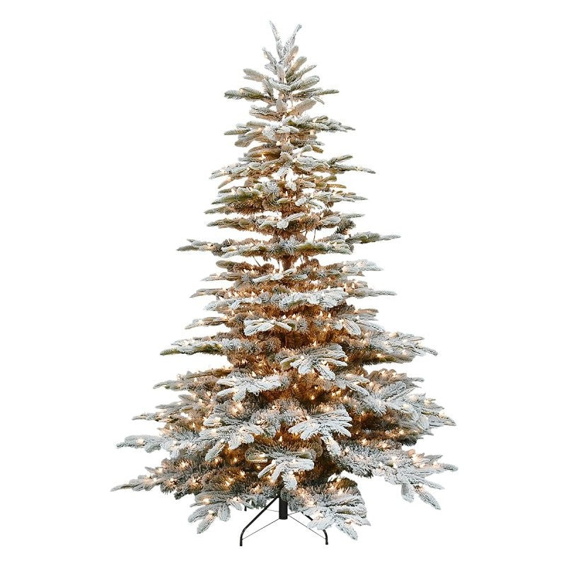Puleo Asia Limited FK-APGF-75C7 Alaskan Flocked Tree, 7-1/2 ft H, Fir Family, Plug-In, Incandescent, Clear Light