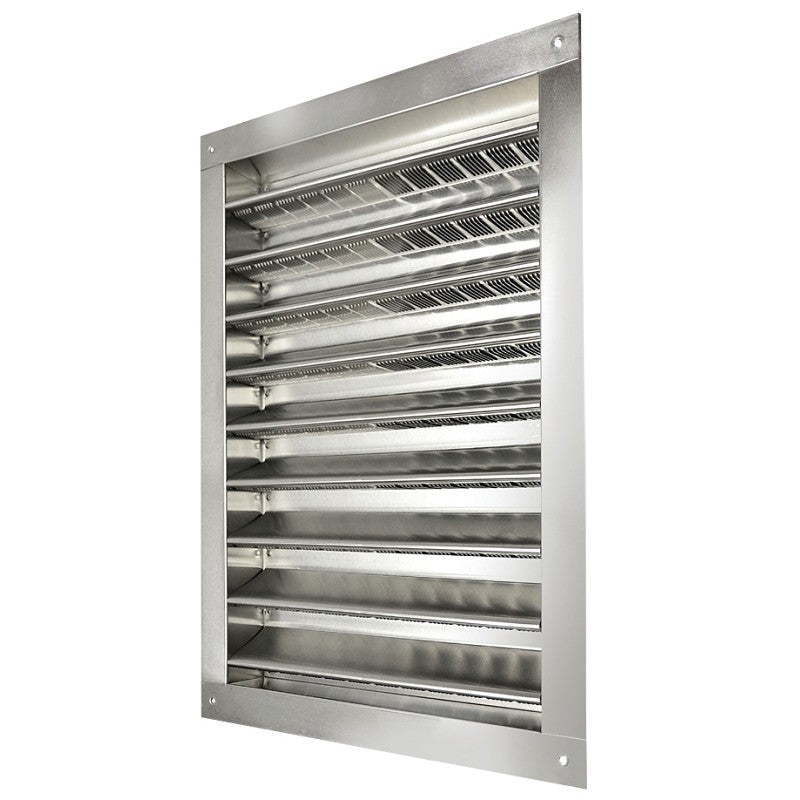 Master Flow DA1824 Dual Louver, 26-3/8 in L, 20-1/2 in W, Aluminum, Silver, Mill