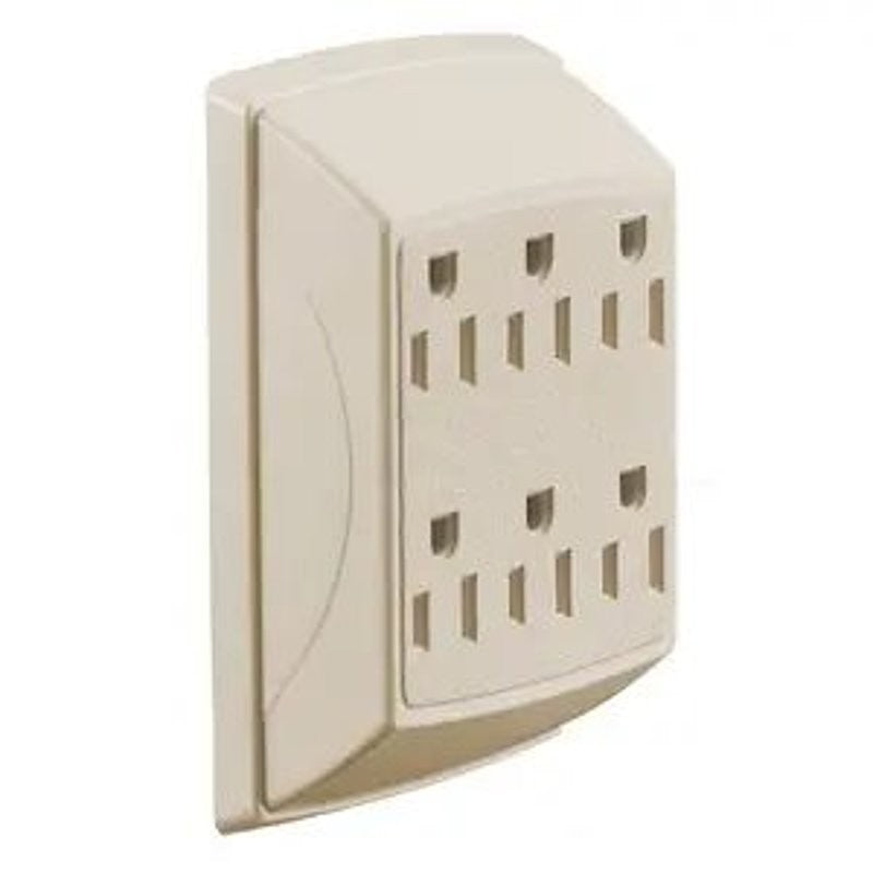 Eaton Wiring Devices C1746V Outlet Tap, 2 -Pole, 15 A, 125 VAC, 6 -Outlet, NEMA: NEMA 1-15, Ivory