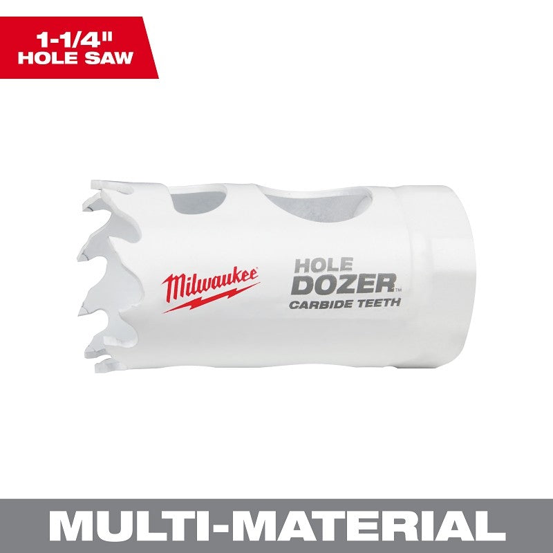 Milwaukee Hole Dozer 49-56-0710 Hole Saw, 1-1/4 in Dia, 1-3/4 in D Cutting, 4 TPI, Carbide Cutting Edge