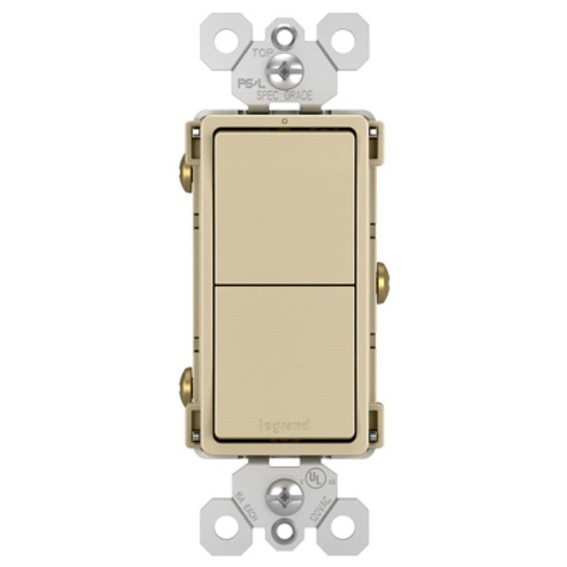 Legrand radiant RCD11ICC6 Decorator Switch, 15 A, 120/125 VAC, Back Wire, Side Wire Terminal, Ivory