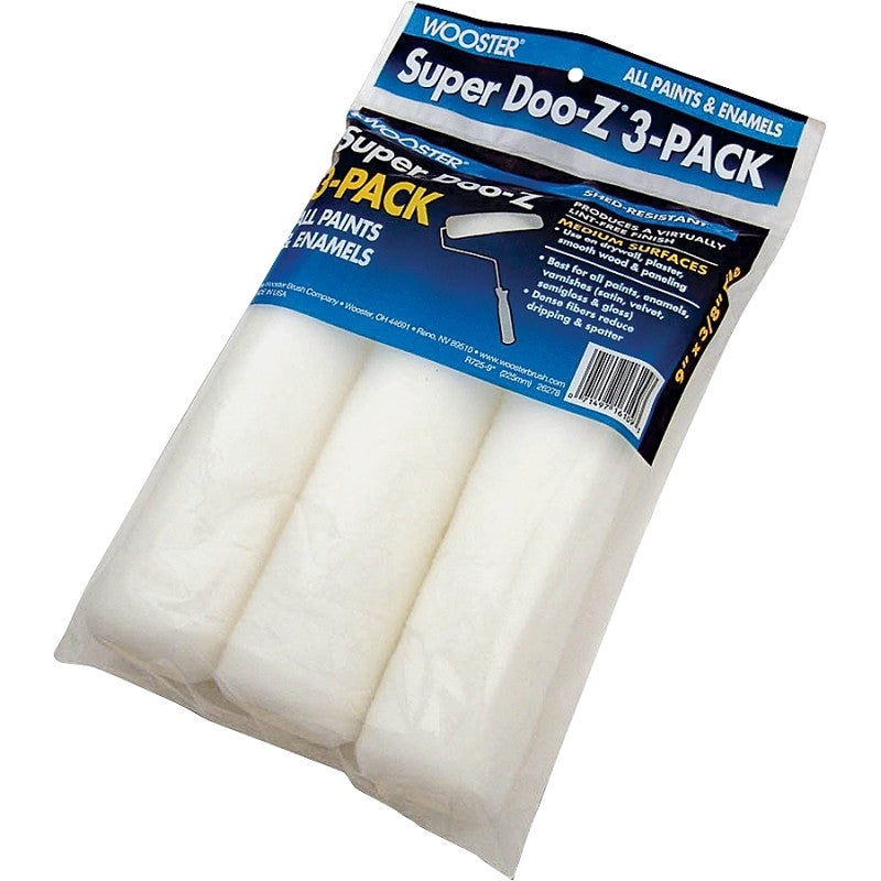 Wooster R725-9 Roller Cover, 3/8 in Thick Nap, 9 in L, Woven Fabric Cover, 3/PK