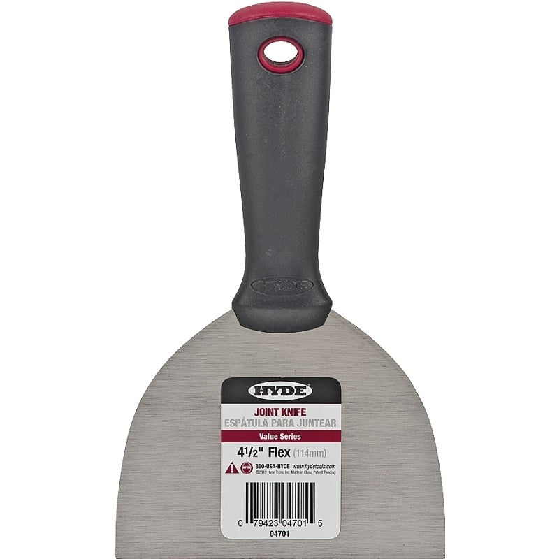Hyde 04701 Joint Knife, 4-1/2 in W Blade, Carbon Steel Blade, Flexible Blade, Ergonomic Handle, Polypropylene Handle
