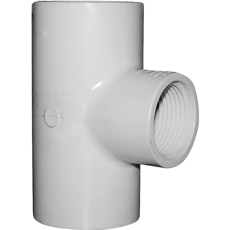 IPEX 435871 Pipe Tee, 1-1/4 x 1 in, Socket x Socket x FPT, PVC, White, SCH 40 Schedule, 150 psi Pressure