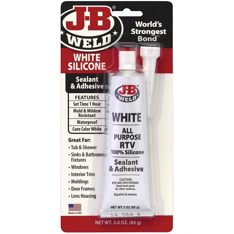 J-B Weld 31312 Silicone Adhesive Sealant, White, 3 oz