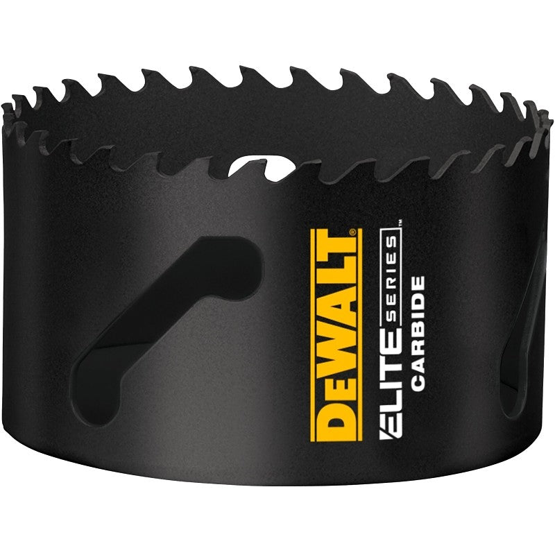 DEWALT ELITE Series DAH3358 Hole Saw, 3-5/8 in Dia, 1-3/4 in D Cutting, 1/2 in Arbor, 3 TPI, Carbide Cutting Edge