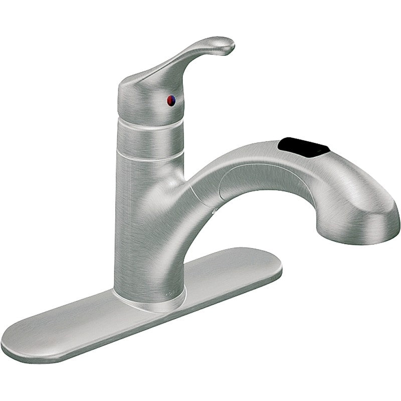 Moen Renzo Glacier CA87316SRS Kitchen Faucet, 1.5 gpm, 1-Handle, Stainless Steel, Stainless Steel, Deck Mounting