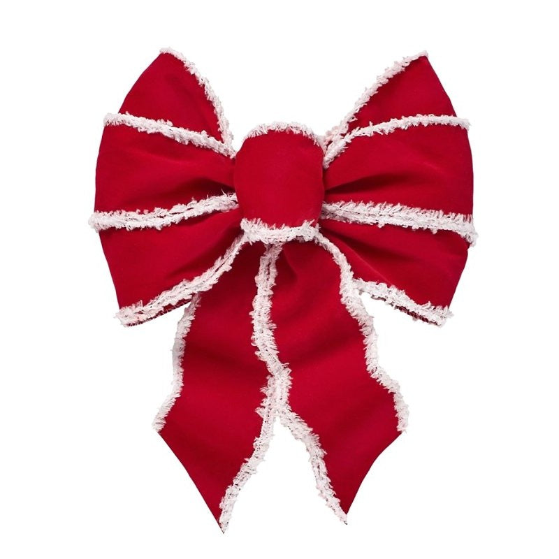Holiday Trims 6115 Santa's Favorite Wired Bow, Red White/White Trim, 8.5 in x 14 in (Pack of 12)