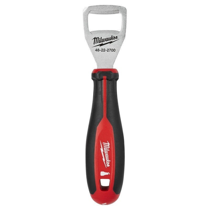 Milwaukee 48-22-2700 Bottle Opener, Steel, Black/Red, Plastic Handle, 9.8 in OAL