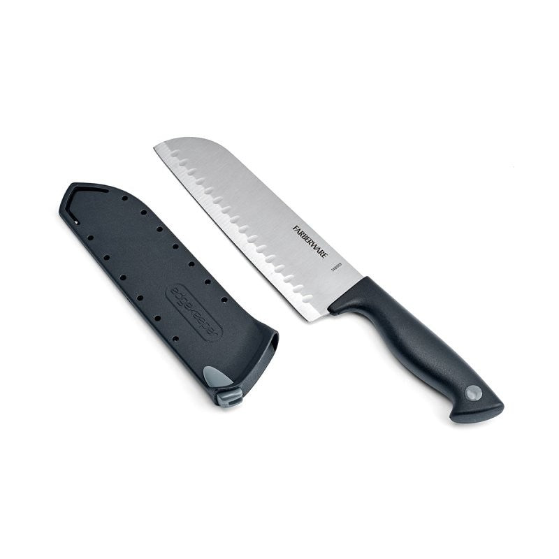 Farberware 5301748 Santoku Knife, 7 in L Blade, Stainless Steel Blade, Polypropylene Handle, Black Handle, Plain Blade (Pack of 3)