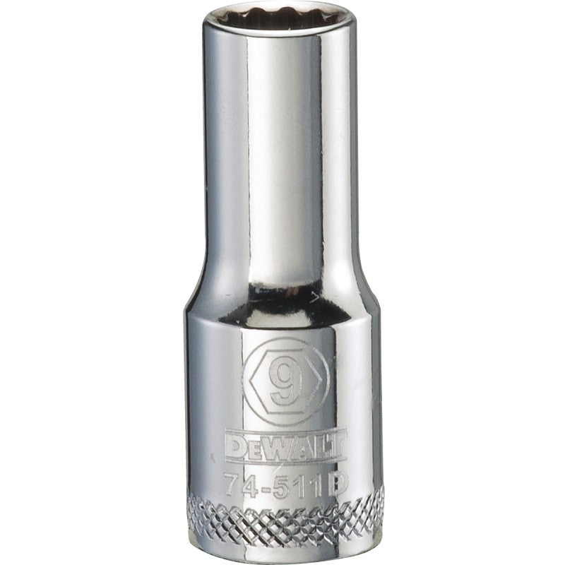 DEWALT DWMT74511OSP Drive Socket, 9 mm Socket, 3/8 in Drive, 12-Point, Vanadium Steel, Polished Chrome