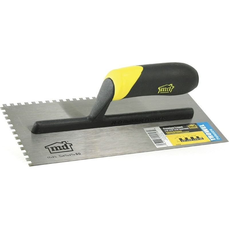 M-D 20058 Tile Installation Trowel, 3/16 in W x 3/16 in D Notch, 11 in L, 4-1/2 in W, Square Notch, Comfort Grip Handle