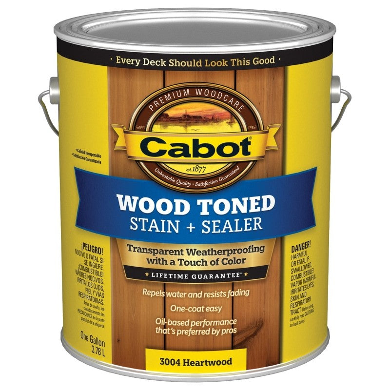 Cabot 140.0003004.007 Deck and Siding Stain, Heartwood, Liquid, 1 gal (Pack of 4)