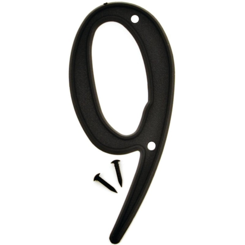 Hy-Ko PN-29/9 House Number, Character: 9, 4 in H Character, Black Character, Plastic (Pack of 10)