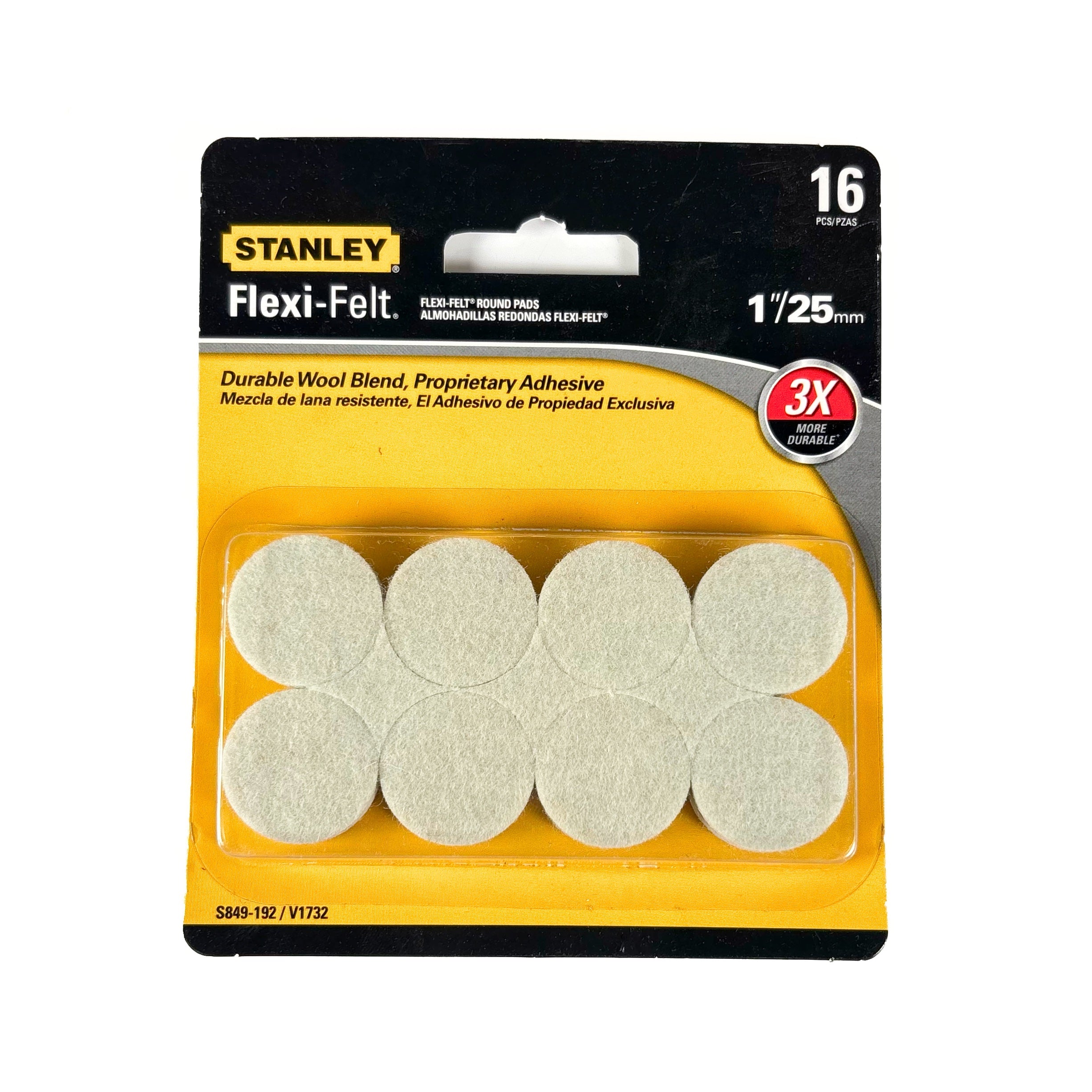 Flexi-Felt Heavy Duty Self Adhesive Felt Pads 1 Inch Round Oatmeal 16 Pack (POS)
