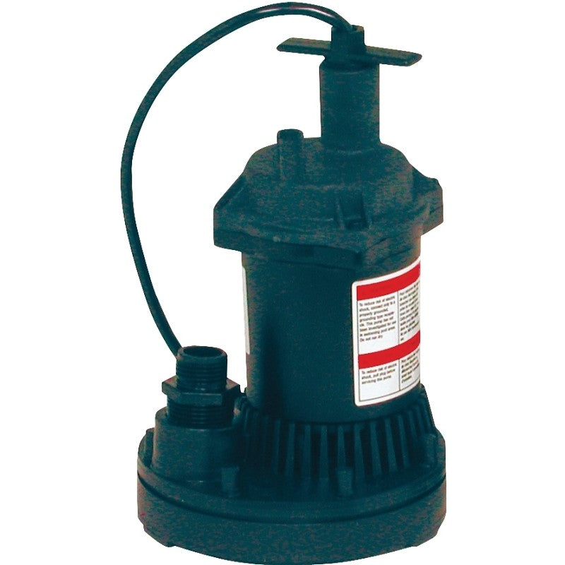 Flotec FP0S1250X-08 Submersible Utility Pump, 115 V, 0.166 hp, 1 in Outlet, 1200 gph, Thermoplastic