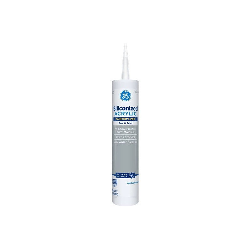 GE Painter's Pro Siliconized Acrylic 2874546 Caulk, Clear, 2 to 7 days Curing, 10 fl-oz Cartridge (Pack of 12)