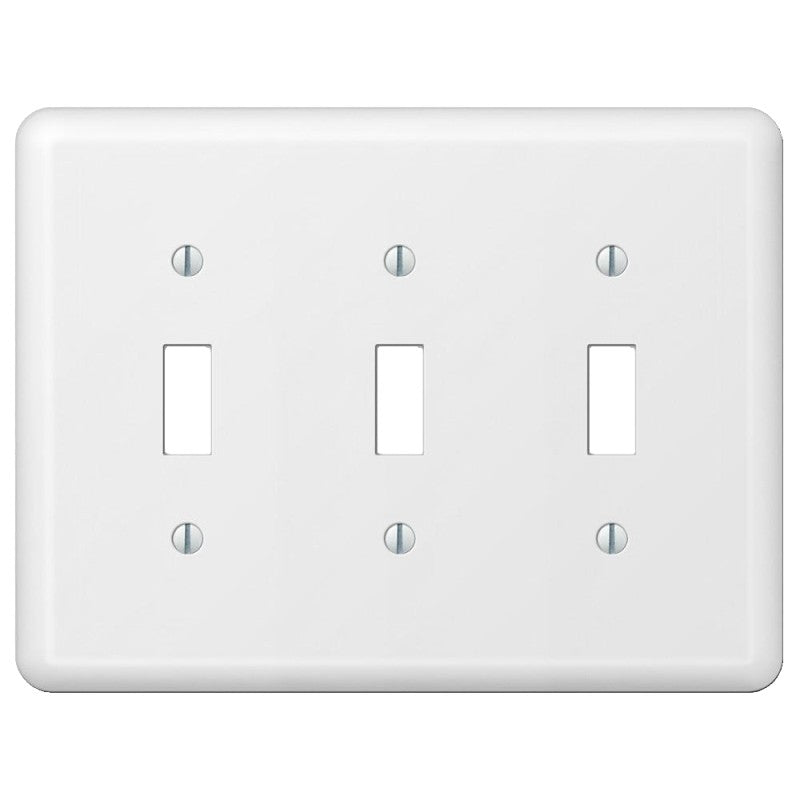 Amerelle Devon 935TTTW Wallplate, 5 in L, 6-9/16 in W, 3 -Gang, Steel, White (Pack of 3)