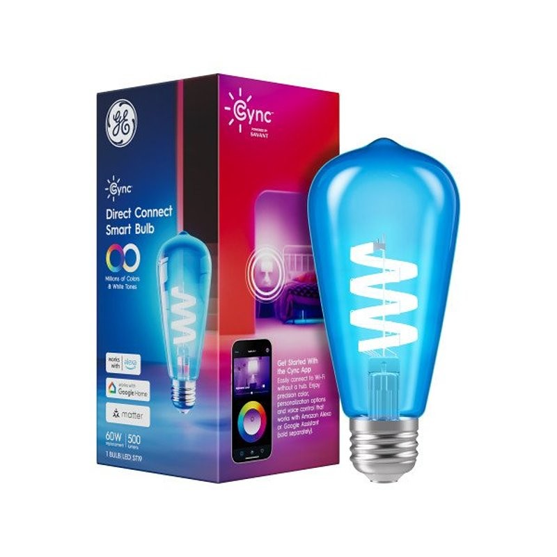 GE 93131635 Smart Bulb, 6.2 W, Wi-Fi Connectivity: Yes, Bluetooth, Wi-Fi Control, E26 Medium Lamp Base, LED Lamp